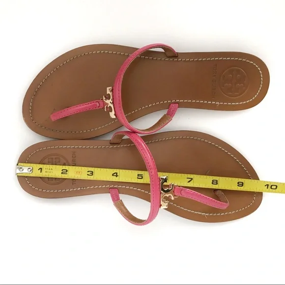 Tory Burch T Logo Flats Thongs Sandals Pink - Picture 8 of 8